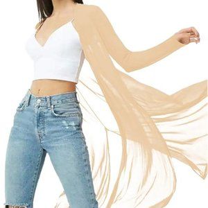 BelleLovin Womens Sexy Sheer Long Sleeve Cardigan Cover Up, Apricot, XXL